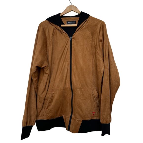 Anglero New York XL Faux Suede Hoodie Jacket - Native Chief Embroidery - Picture 3 of 6